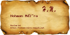 Hohman Míra névjegykártya
